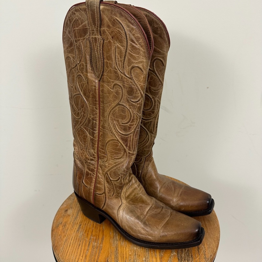 Lucchese Patsy M5109 Western Boots Women's 7B Brown Intricate Corded Snip Toe